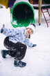 © Анна Молько - child playing in the snow. cute girl in harry potter's style glasses
