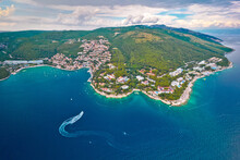 Rabac. Tourist Town Of Rabac Watefront Aerial View
