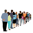 © Olga Tik - queue. people are standing in line. vector image of people from the back. a crowd of people