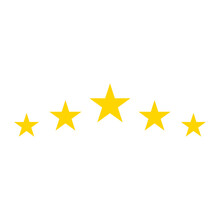 Five Gold Stars Icon Vector. Premium Quality. Rating Review. Eps 10.