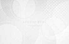 Abstract Gradient White And Gray Circle Geometric Overlapping Design Artwork Template. Overlapping With Halftone Pattern Background. Illustration Vector