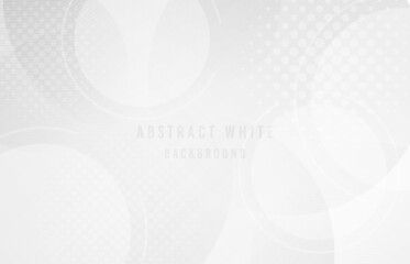 Fototapete - Abstract gradient white and gray circle geometric overlapping design artwork template. Overlapping with halftone pattern background. Illustration vector