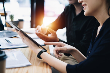 Wall Mural - woman using tablet computer