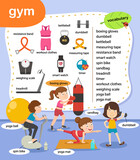 Fototapeta Dinusie - education vocabulary gym vector illustration