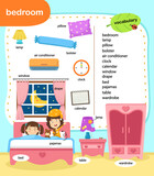 Fototapeta Dinusie - education vocabulary bedroom vector illustration