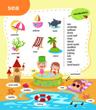 Fototapeta Dinusie - education vocabulary sea vector illustration