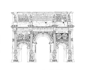 Wall Mural - Arch of Constantine, Rome. Italy. Detailed sketch