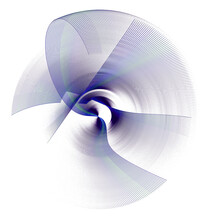 Abstract Blue Fan With Wavy And Arcuate Striped Blades Rotates On A White Background. Graphic Design Element. Icon, Logo, Symbol, Sign. 3d Rendering. 3d Illustration.