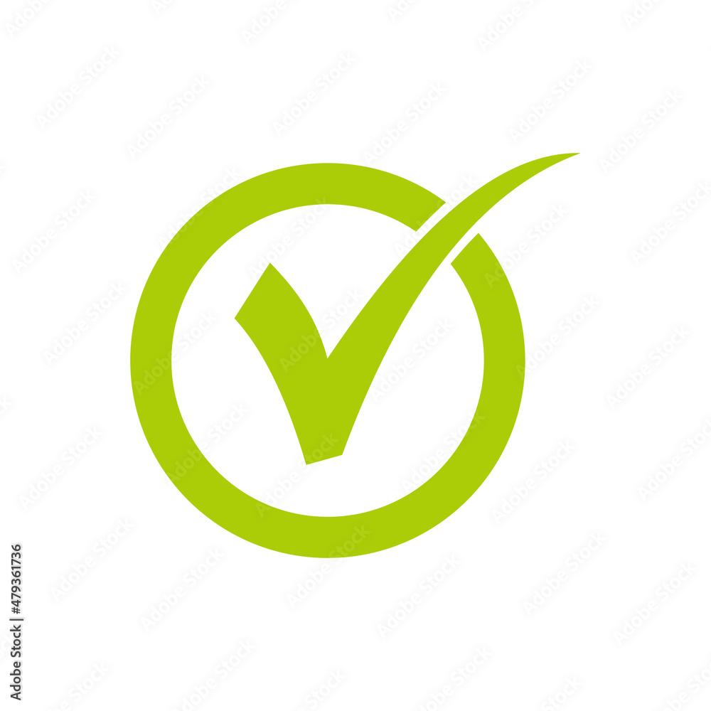 Green check mark icon in a circle. Check list button icon symbol Stock ...