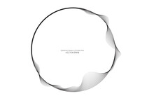 Vector Abstract Circles Lines Wavy In Round Frame Black Isolated On White Background With Empty Space For Text