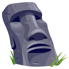 Wall Mural - Moai on Easter island. Isolated vector cartoon stone sculpture. Ancient statues civilizations of atlantis and lemuria.