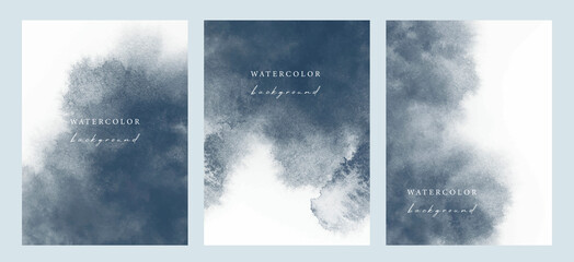 Wall Mural - Set of vector watercolor universal backgrounds with copy space for text	