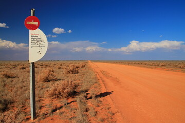 Wall Mural - Road sign of the protected aboriginal land in Australia