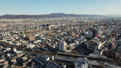 Wall Mural - 再開発工事中の京阪古川橋駅前をドローンで空撮　2022年1月　大阪府門真市