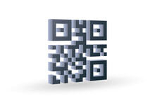 Qr Code Icon. 3d Qrcode For Scan. Vector Illustration.