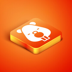 Poster - Isometric Beaver animal icon isolated on orange background. Vector