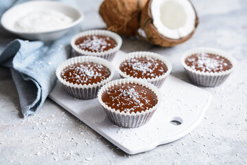 Poster - Suhajdy – chocolate dessert with coconut filling in paper cups