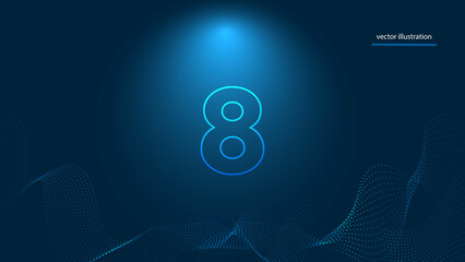 Number of 8 . digital technological light shadow vector file one dark blue wallpaper.