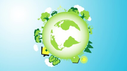 animation of planet earth with trees, rolling
