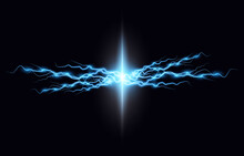 Abstract Flash Of Light With Elements Of Electric Discharge, Lightning. High Current, Power. Vector Illustration Of An Overlay On An Isolated Background.