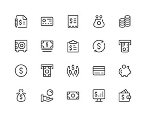 Poster - financial line icons. finance, business, banking. outline symbols set. thin line design graphic elem