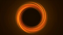 Animation Neon Energy Ring. A Chaotic Glowing Line In Shape Of A Circle, Hoop Burning Orange On A Gradient Background. Cosmic Bodies, Rotating Circle. Radial Spiral Frame For Logo, Symbol. 4k.