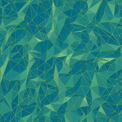 Fototapete - Abstract 3d rendering digital illustration with green triangular crystalline geometric pattern