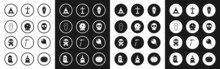 Set Coffin With Christian Cross, Magic Ball, Witch Hat, Skull, Tombstone, Eye And Crossbones Icon. Vector