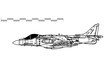 McDonnell Douglas AV-8B Harrier II Plus. Vector drawing of VSTOL ground-attack aircraft. Side view. Image for illustration and infographics.