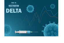 Covid-19 Is A New Variant Of The Delta Coronavirus Epidemic Mutation. New Delta Virus. Vector Illustration