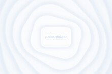 Modern Material Design Light Morphism Spinning Rounded Rectangle 3D Vector Futuristic Abstract Technology Background. Render Graphic Geometric Structure Empty White Wallpaper. Blank Blur Backdrop