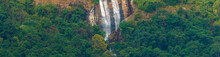 Panoramic Beautiful Deep Forest Waterfall In Chiang Mai At Thailand.