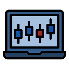 Sticker - chart on laptop graph analytics statistics candle stick mobile strategy invest investment investation business plan icon