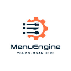 unique creative machine menu design logo