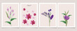 set of flower watercolor digital art print
