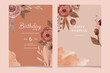wedding invitation with dry flower watercolor digital illustration
