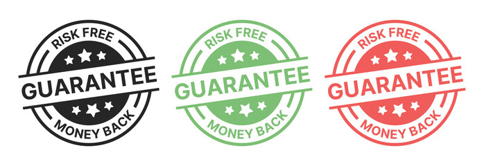 Poster - Guarantee stamp. Risk free money back seal