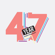 47th Years Anniversary Logo Birthday Celebration Abstract Design Vector Illustration.