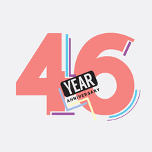 46th Years Anniversary Logo Birthday Celebration Abstract Design Vector Illustration.