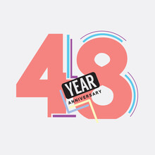 48th Years Anniversary Logo Birthday Celebration Abstract Design Vector Illustration.