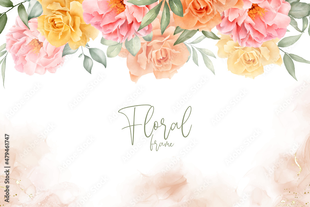 Elegant Watercolor Floral Background Design with Hand Drawn Peony and ...