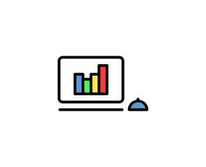 Fototapete - Line Graph computer icon isolated on white background. Outline symbol for website design, mobile Graph computer, ui. Arm pictogram. Vector illustration, editorial stroсk. 