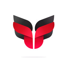 Abstract Eagle Bird Face Logo Vector Or Modern Insect Animal Robot Head Logotype Design Red Black Color, Idea Of Dragon Creative Sign And Ant Bug Bold And Strong Symbol, Geometric Transformer Brand