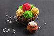 Murmura ladoo or puffed rice ball Indian festival food snack sweet for sankranti
