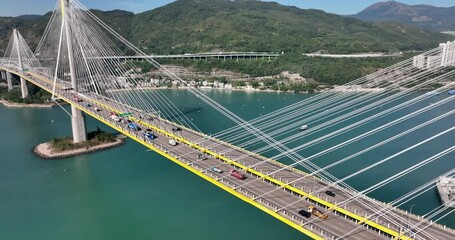 Fototapete - Top view of Ting Kau Bridge