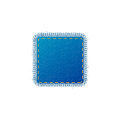 square denim fabric patch element realistic vector illustration isolated.