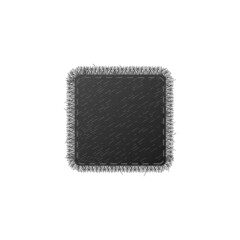 Denim patch with stitches and fringe in square shape, realistic vector illustration isolated on white background.