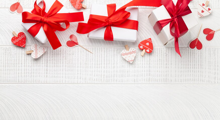 Wall Mural - Valentines day gift boxes and decor