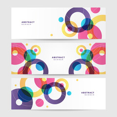 Aufkleber - Circle memphis pink purple yellow colorful Abstract design banner