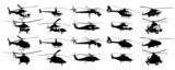Fototapeta  - The set of helicopter silhouettes.